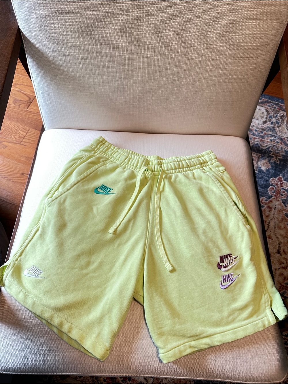 Nike Neon Yellow Multi-Swoosh Sweat Shorts